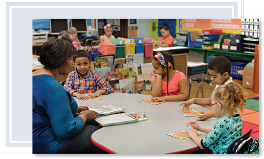 Teacher with students