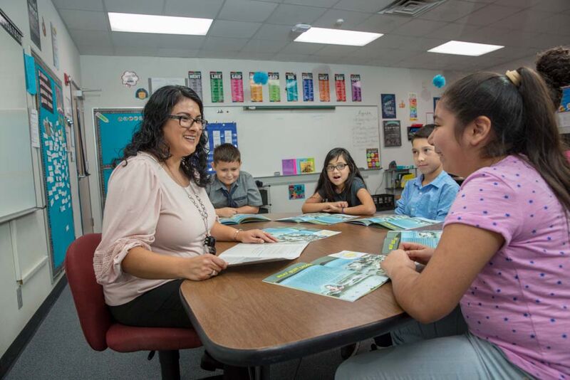 Teacher and students