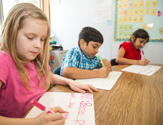 Students writing