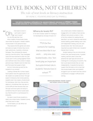 Level Books, Not Children: The Role of Text Levels in Literacy Instruction