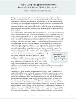 Twelve Compelling Principles from the Research on Effective Phonics Instruction